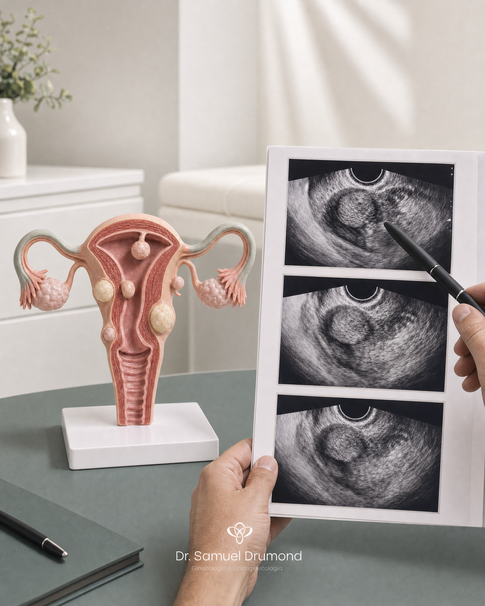 Ilustração representativa de miomas uterinos